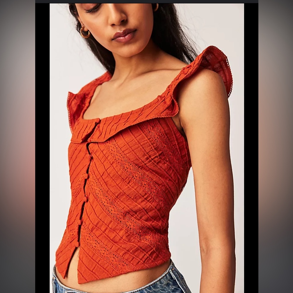 Free People Riviera Lace Tank size XS Orange